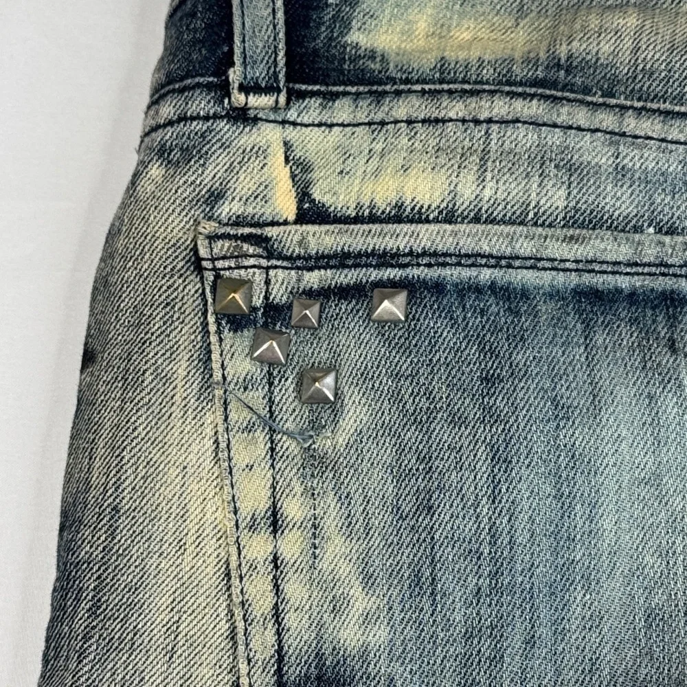 Rock & Republic Women's Distressed Blue and Tan Skinny Jeans 27 27x29 acid wash